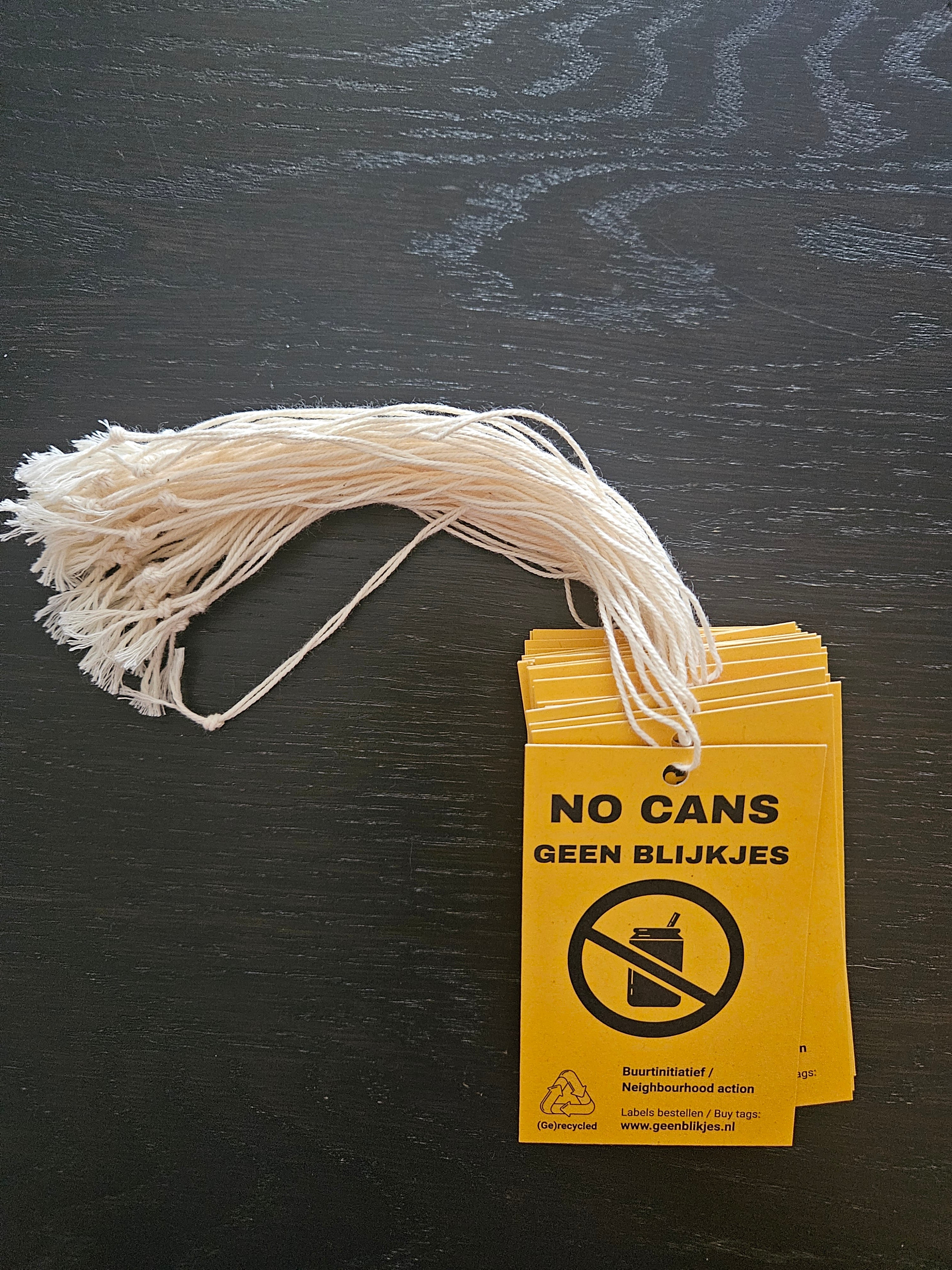 Geen Blikjes Label – houd vuilniszakken heel en straten schoon