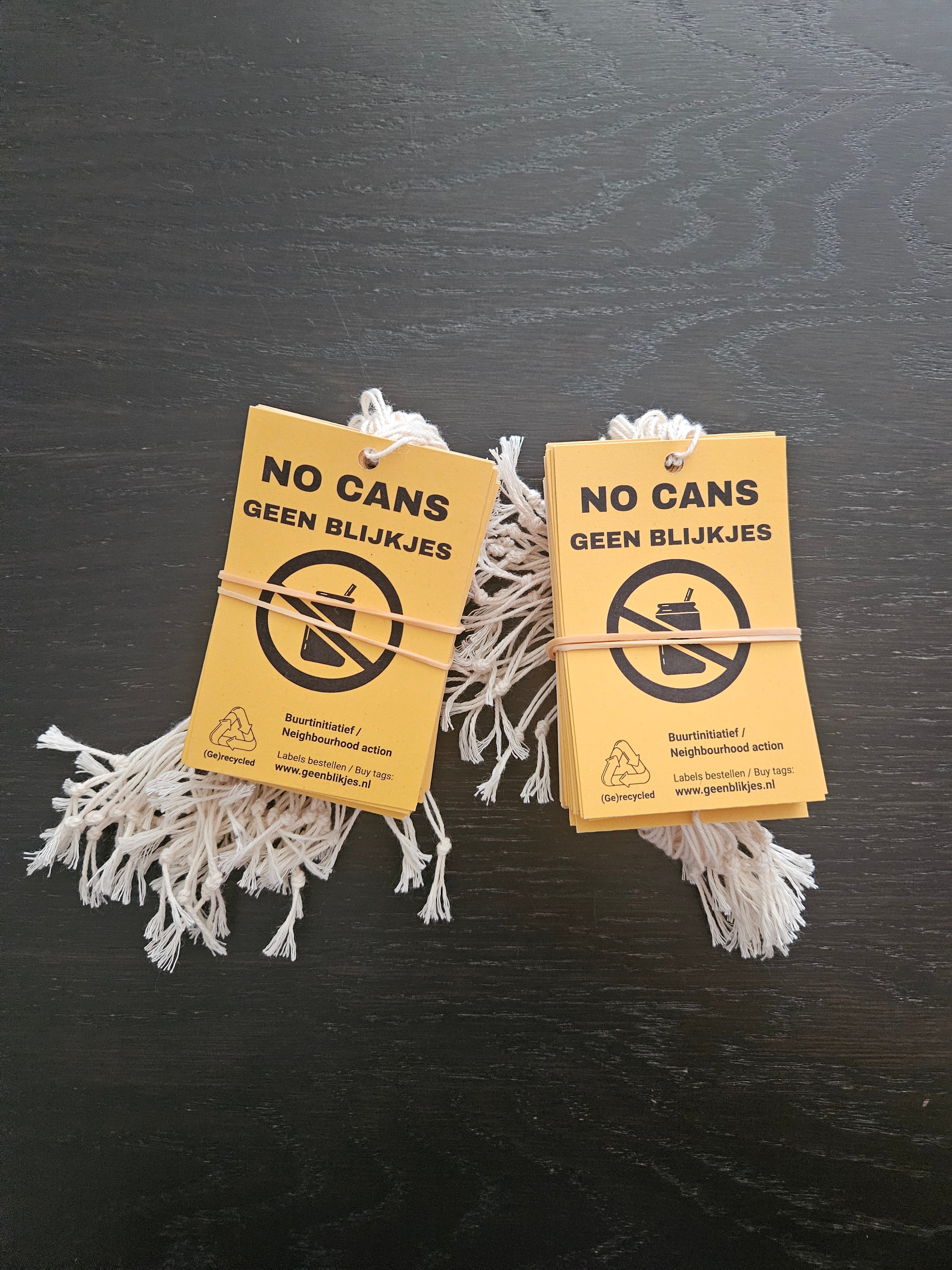 Geen Blikjes Label – houd vuilniszakken heel en straten schoon