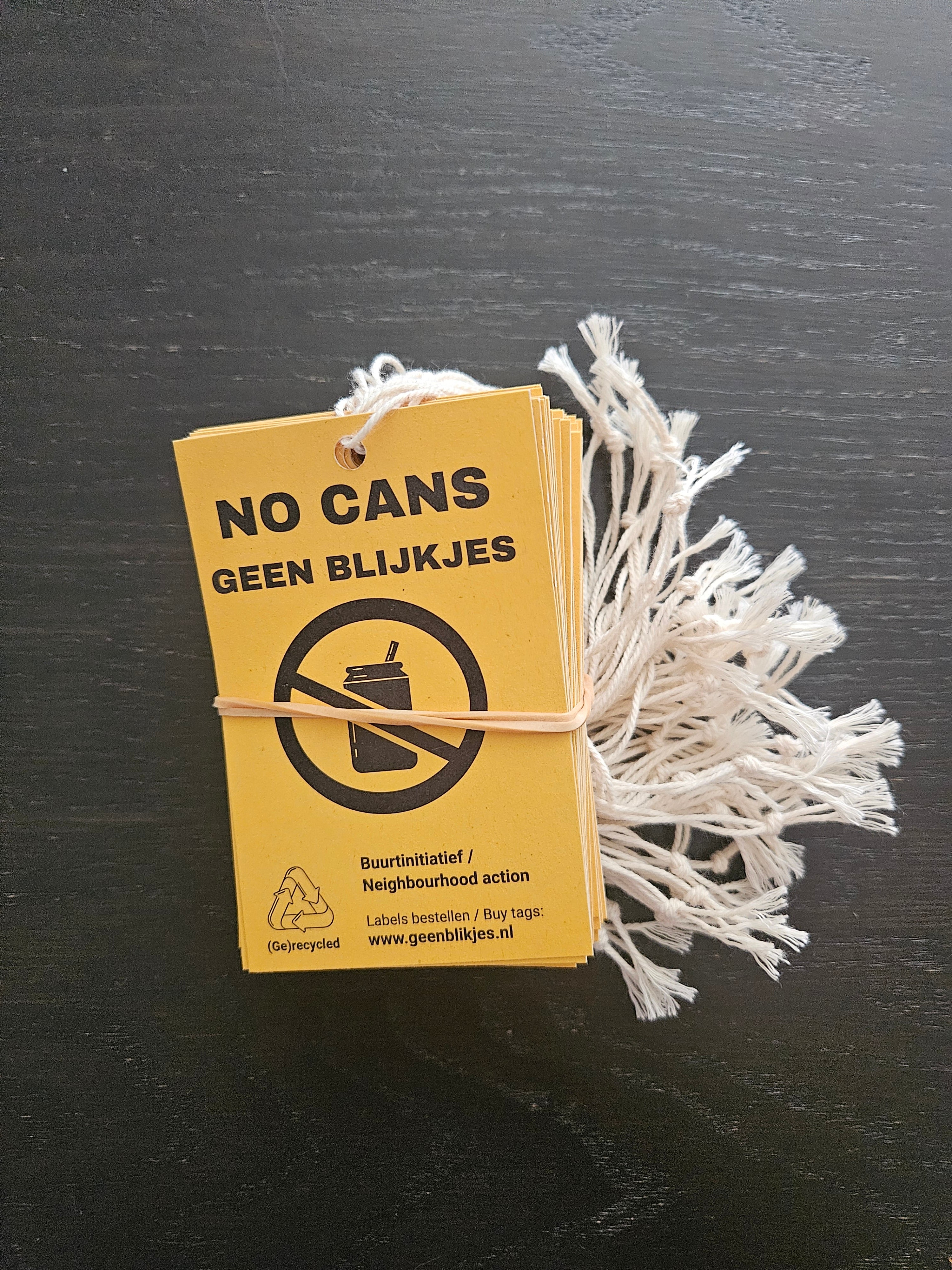 Geen Blikjes Label – houd vuilniszakken heel en straten schoon